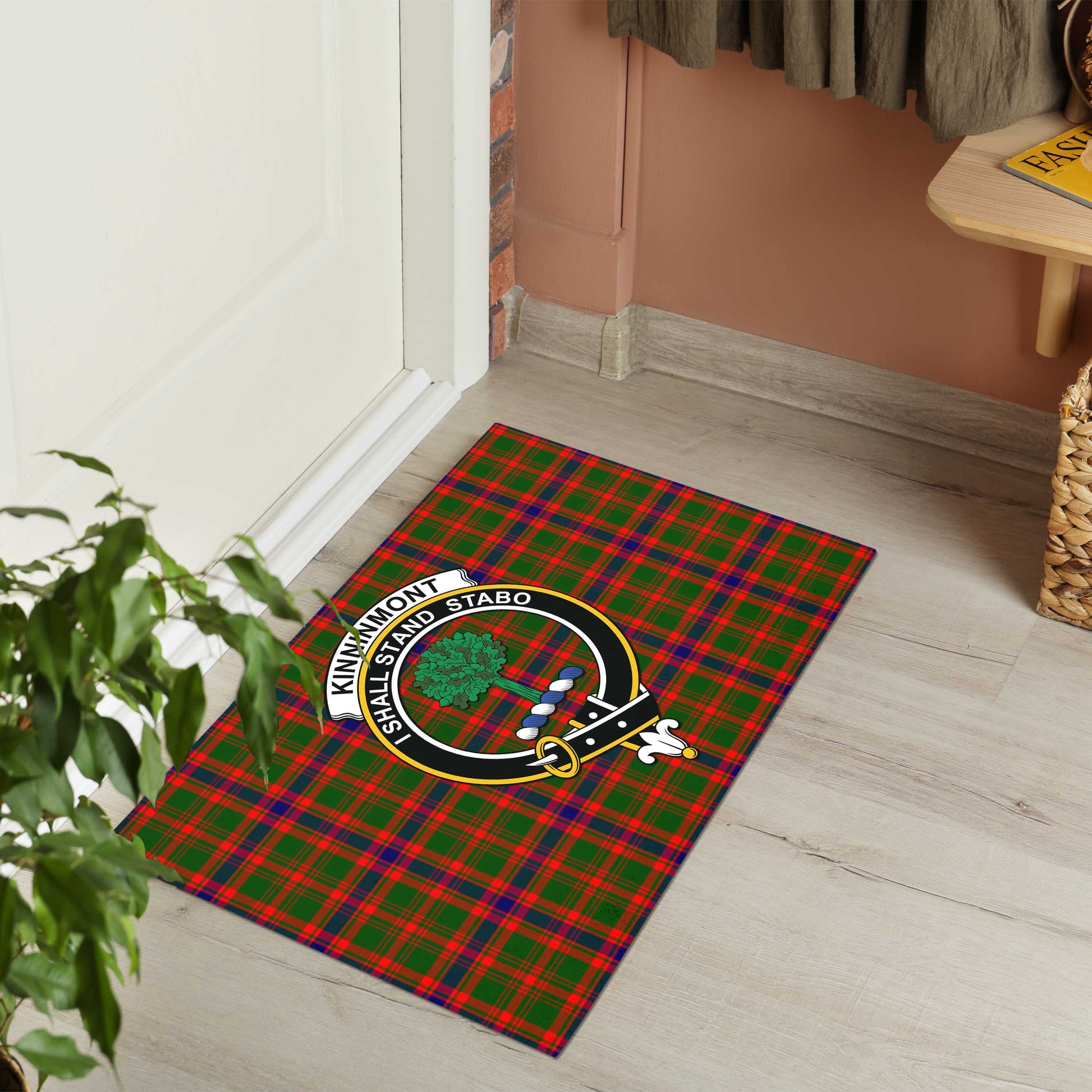 Kinninmont Tartan Door Mat with Family Crest - Tartanvibesclothing