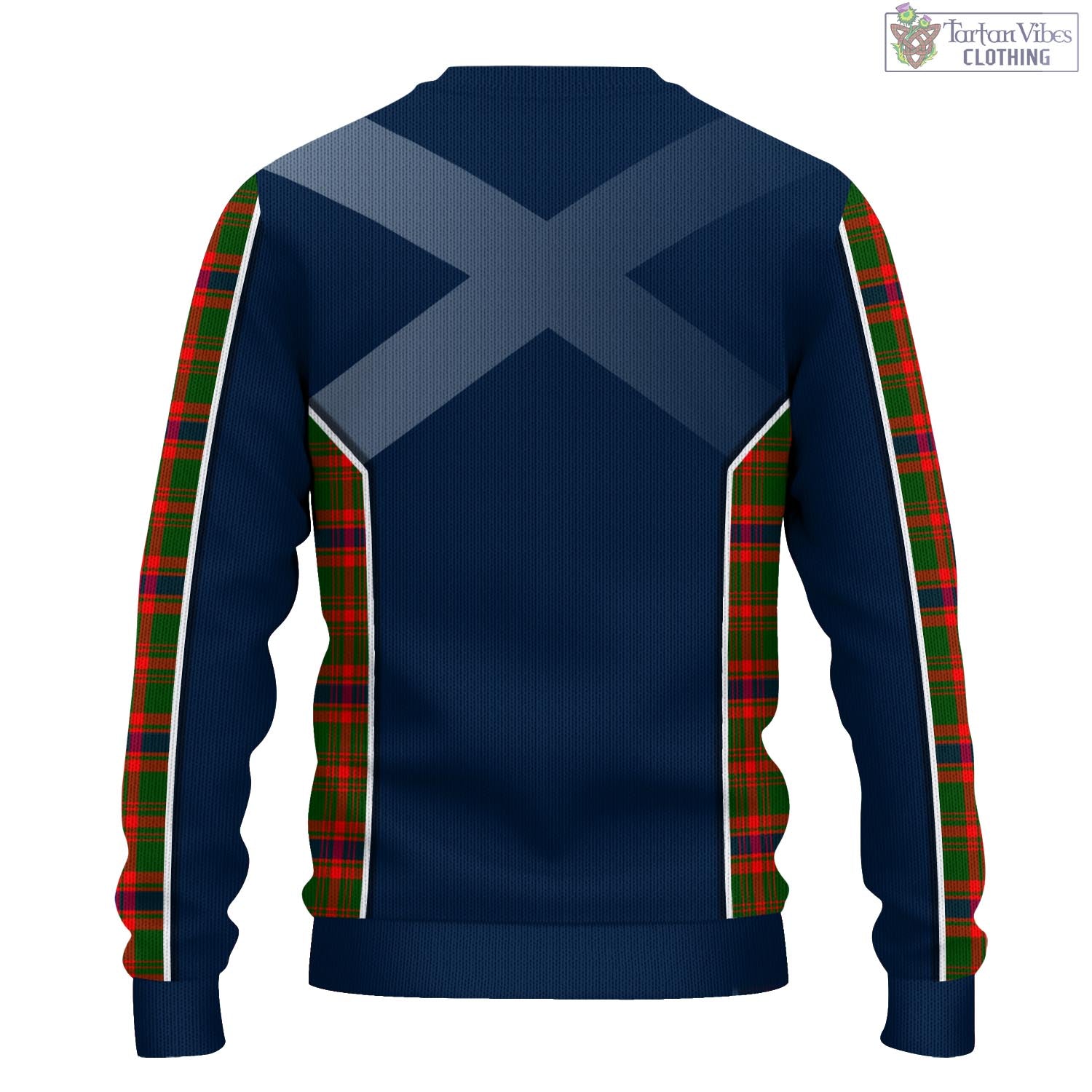 Tartan Vibes Clothing Kinninmont Tartan Knitted Sweatshirt with Family Crest and Scottish Thistle Vibes Sport Style