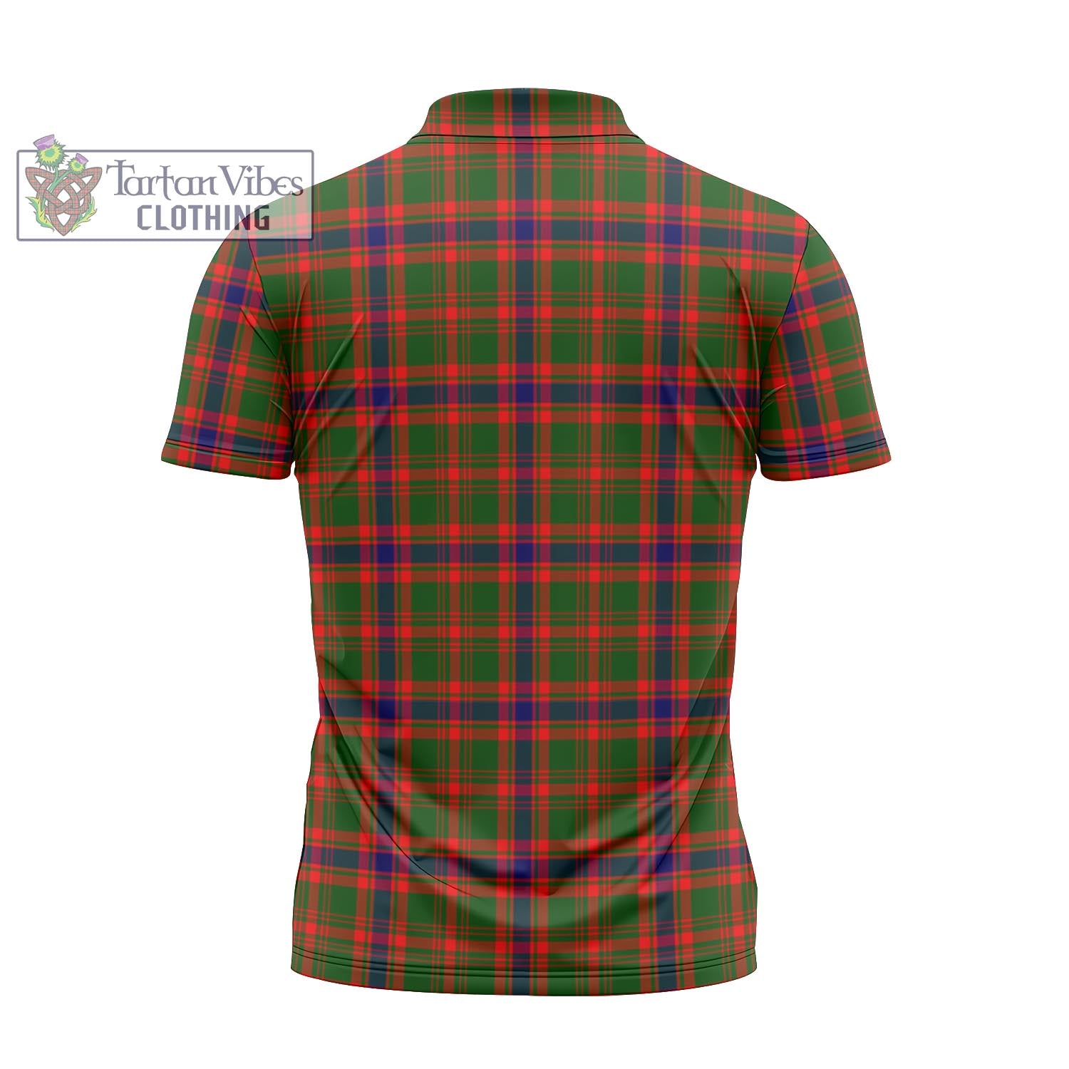 Tartan Vibes Clothing Kinninmont Tartan Zipper Polo Shirt with Family Crest