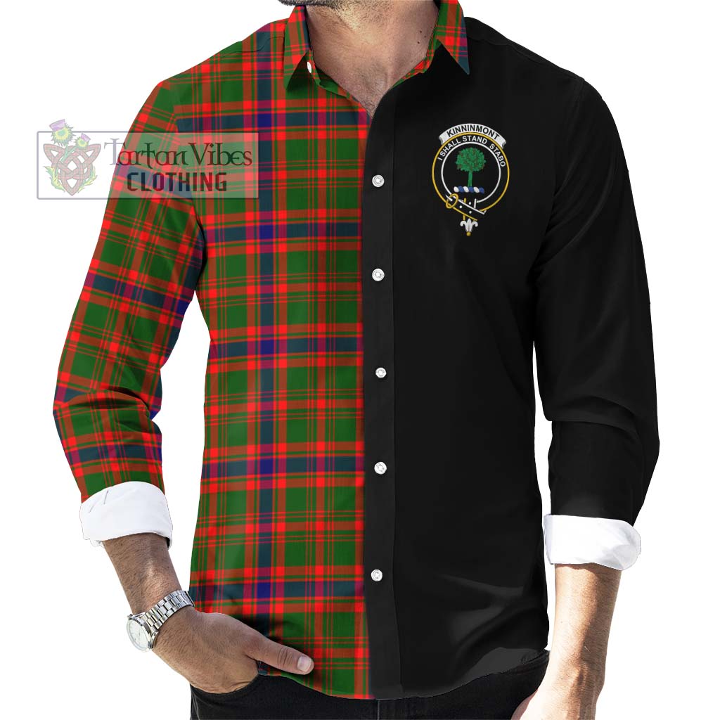 Tartan Vibes Clothing Kinninmont Tartan Long Sleeve Button Shirt with Family Crest and Half Of Me Style