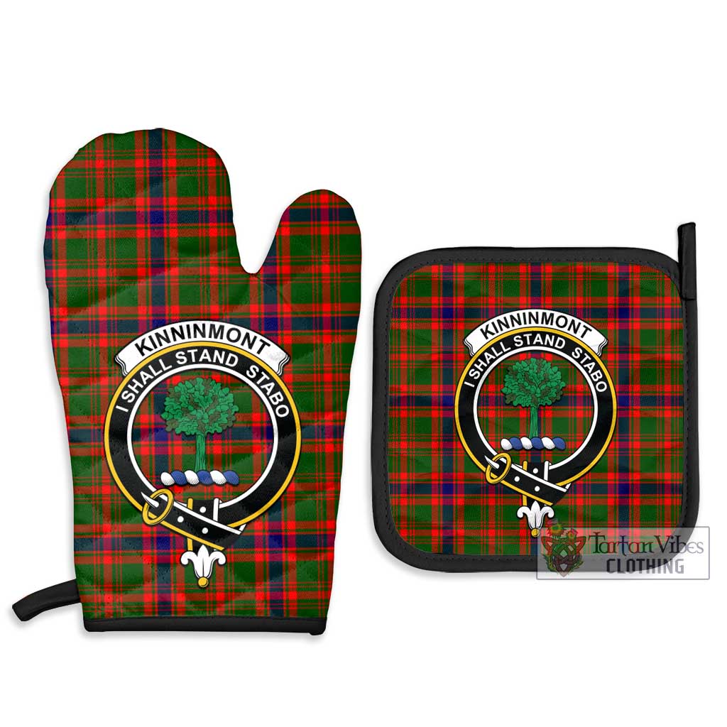 Tartan Vibes Clothing Kinninmont Tartan Combo Oven Mitt & Pot-Holder with Family Crest