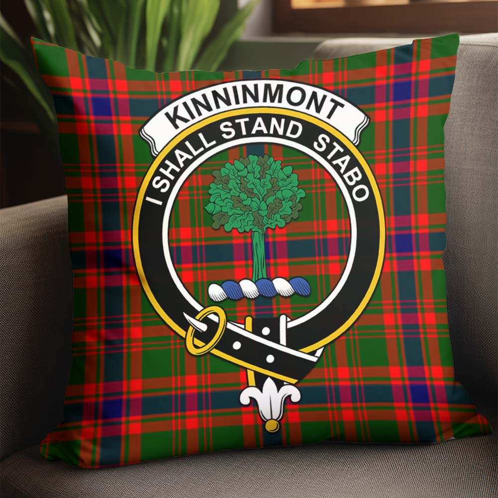 Kinninmont Tartan Pillow Cover with Family Crest - Tartanvibesclothing