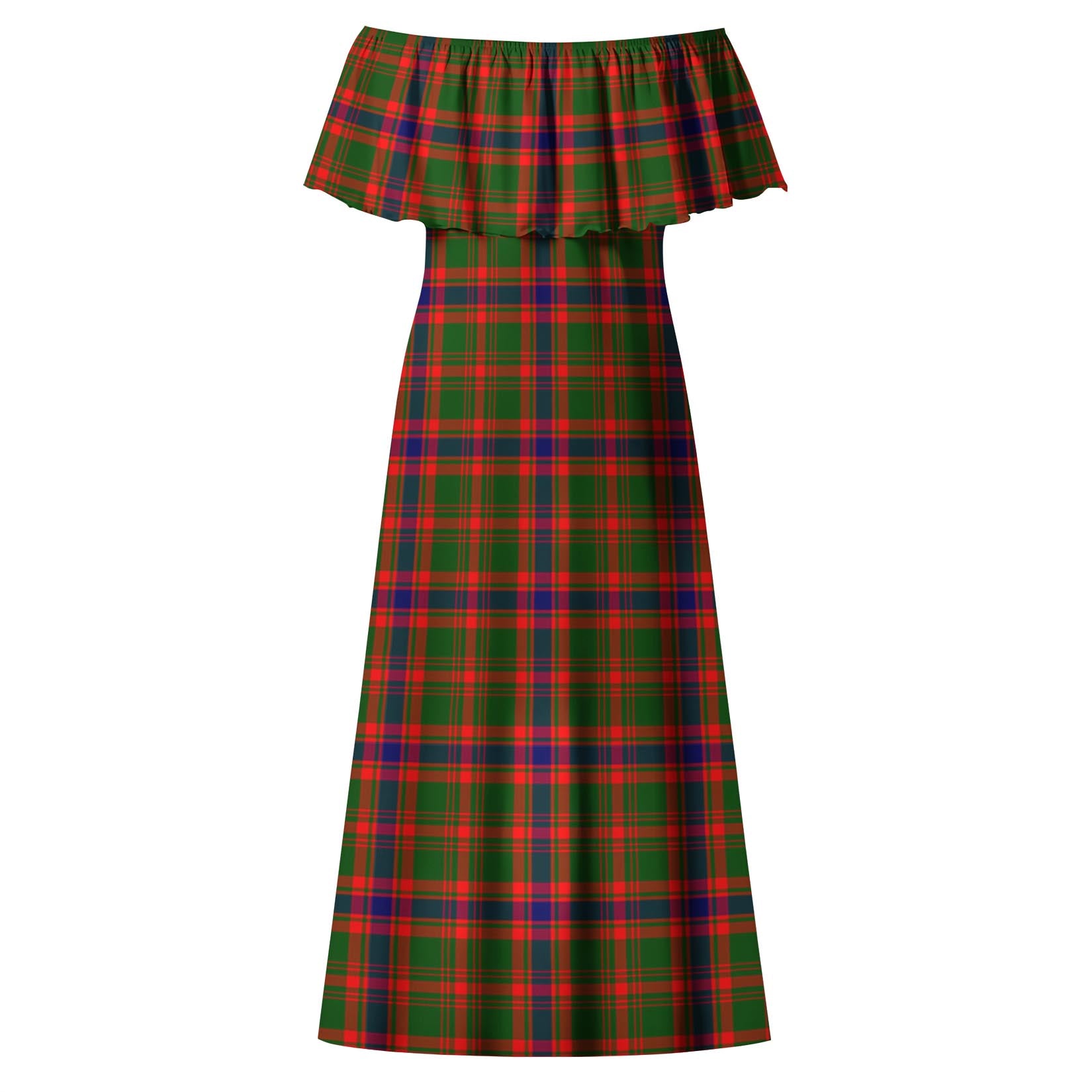 Kinninmont Tartan Off Shoulder Long Dress - Tartanvibesclothing