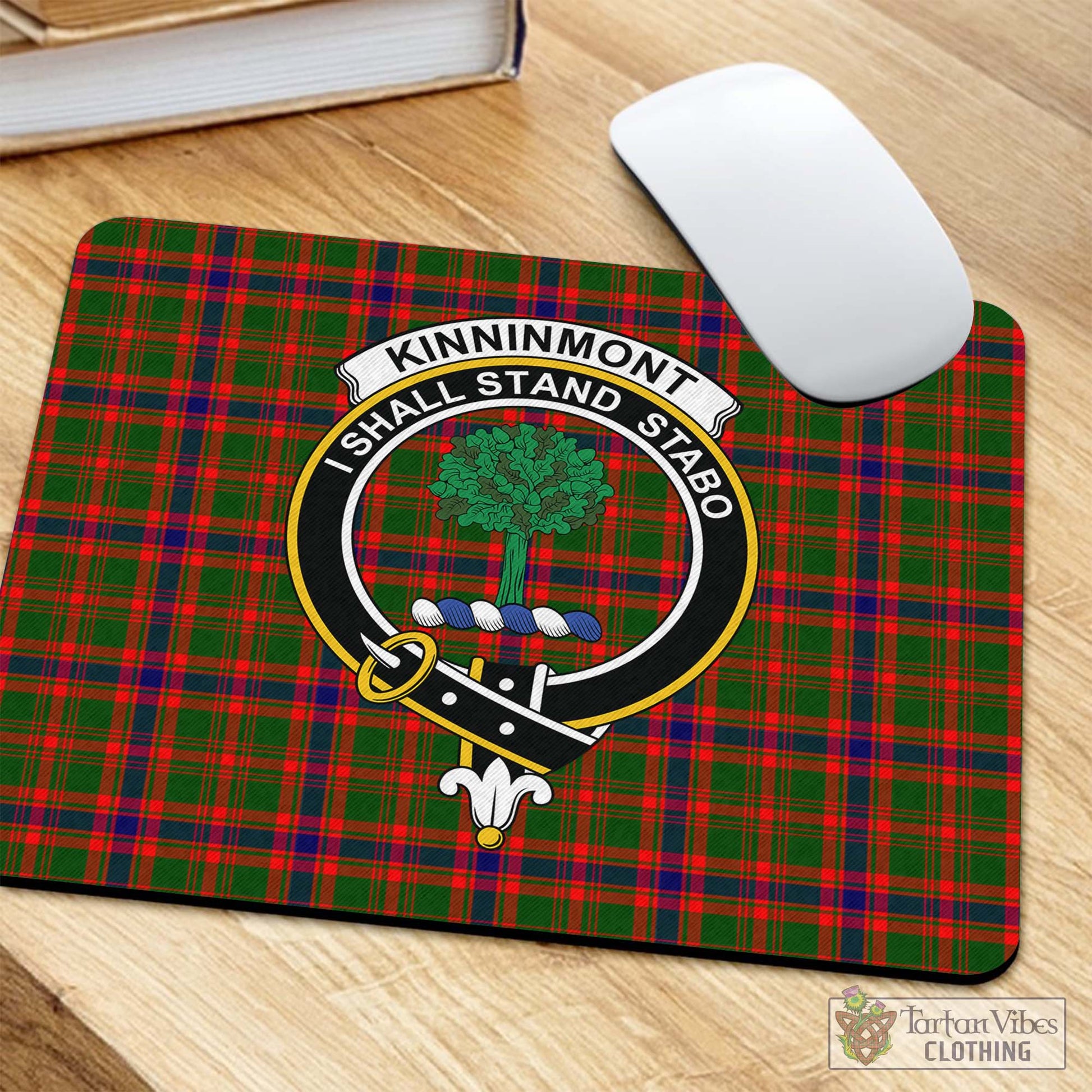 Tartan Vibes Clothing Kinninmont Tartan Mouse Pad with Family Crest