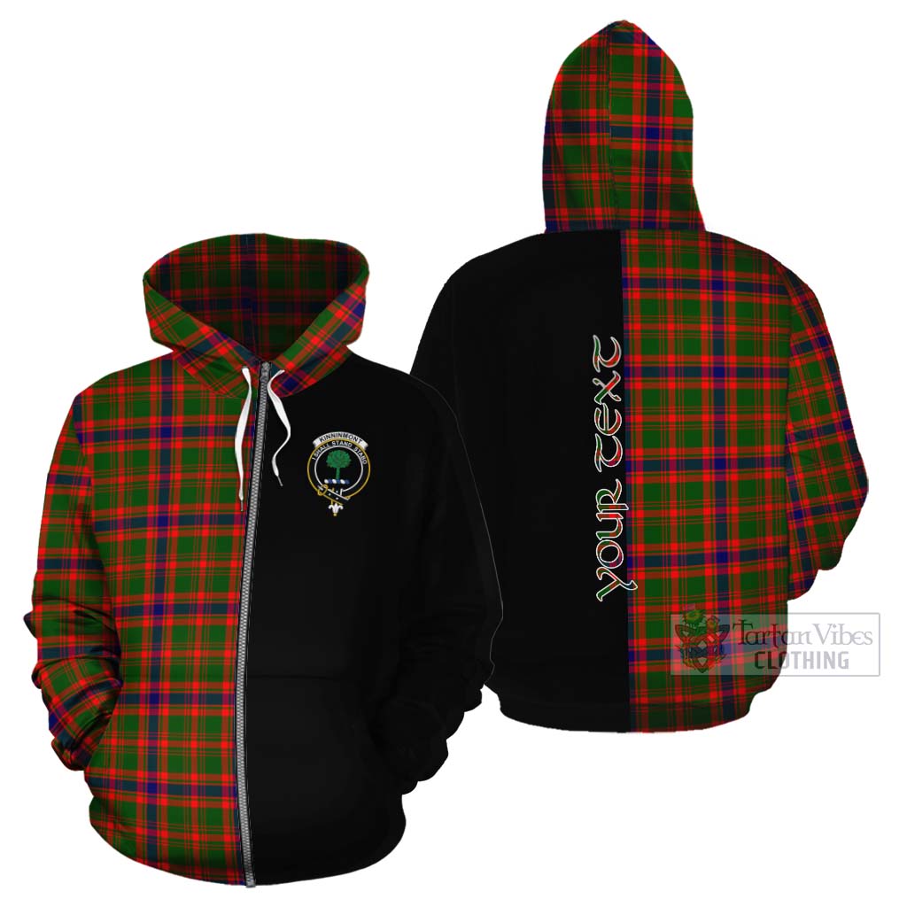 Tartan Vibes Clothing Kinninmont Tartan Cotton Hoodie with Family Crest and Half Of Me Style