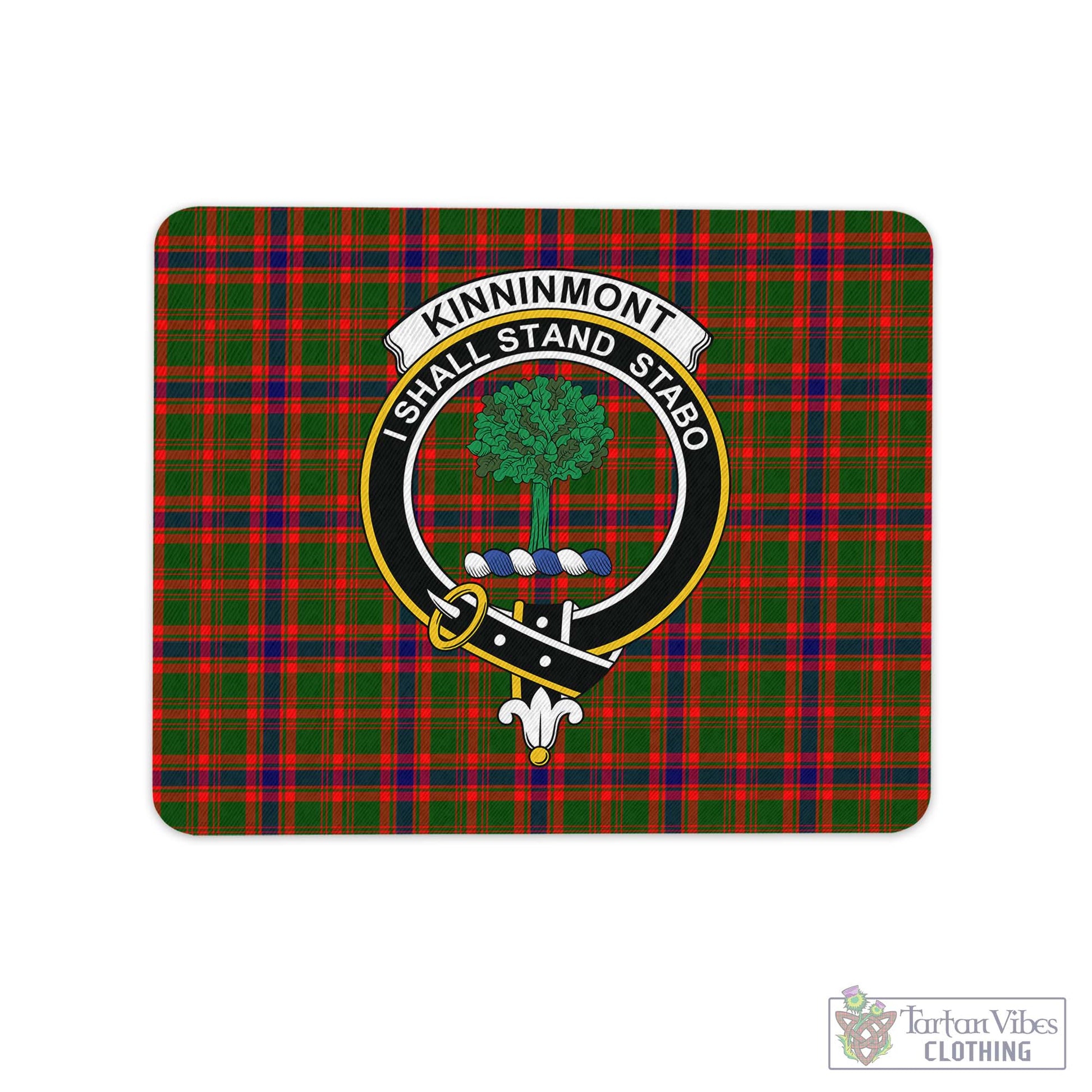 Tartan Vibes Clothing Kinninmont Tartan Mouse Pad with Family Crest