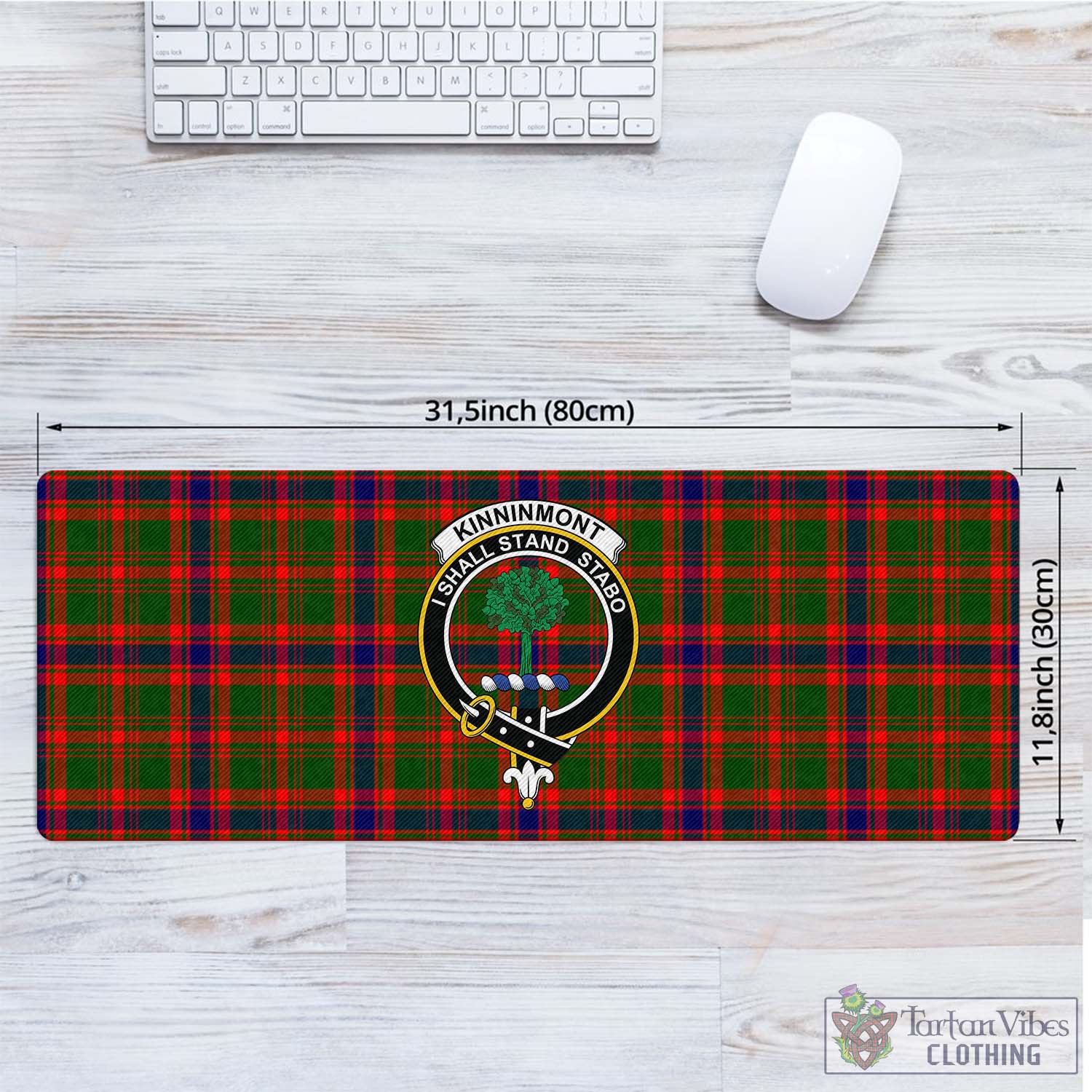 Tartan Vibes Clothing Kinninmont Tartan Mouse Pad with Family Crest