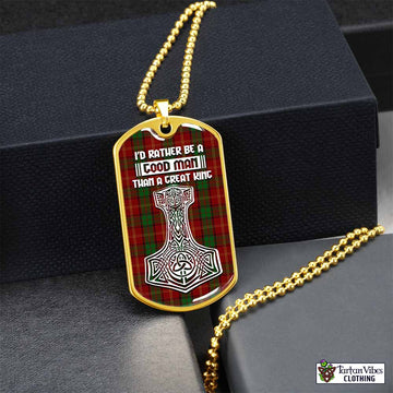 Kirk Tartan Dog Tag Necklace Viking Mjolnir Style Gold No - Tartan Vibes Clothing
