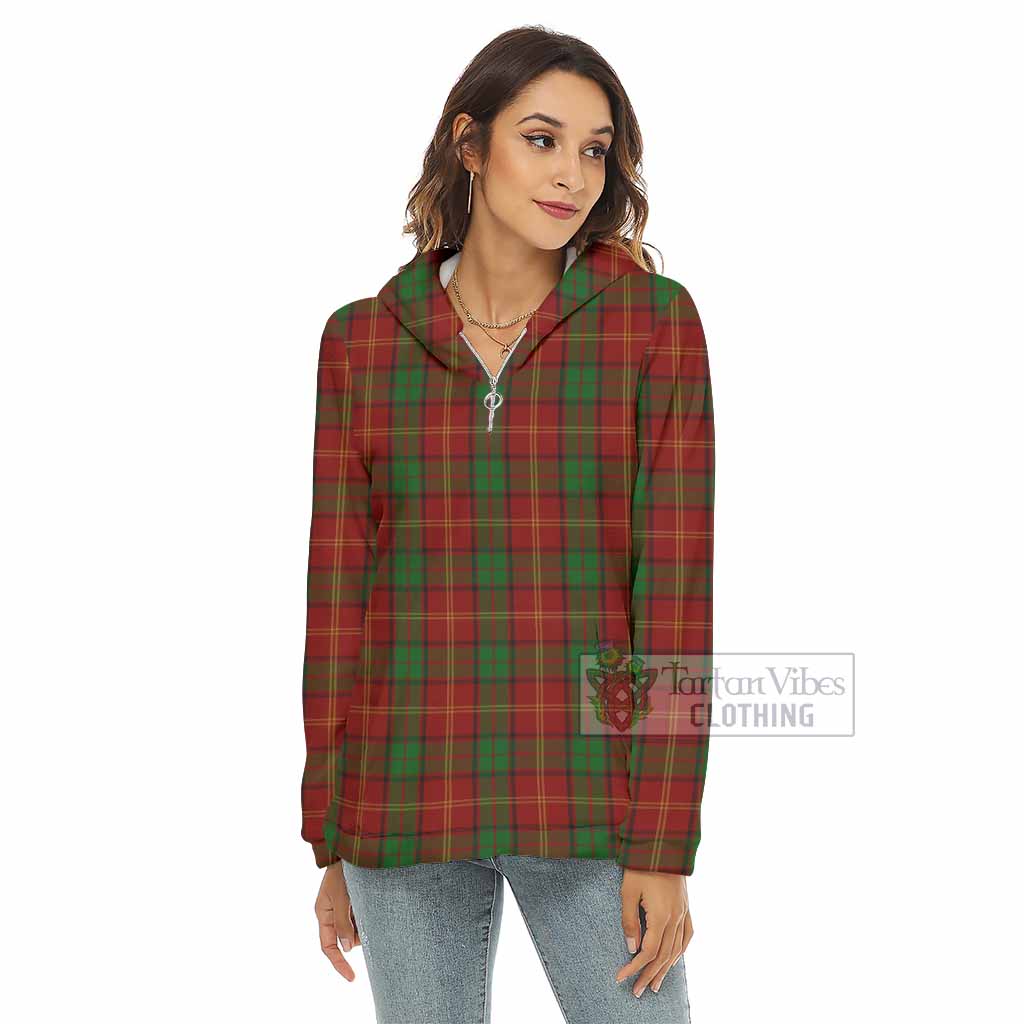 Tartan Vibes Clothing Kirk Tartan Women's Borg  Half Zip Fleece Hoodie