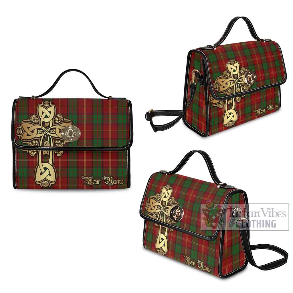 Kirk Tartan Waterproof Canvas Bag Golden Thistle Celtic Cross Style - Tartan Vibes Clothing