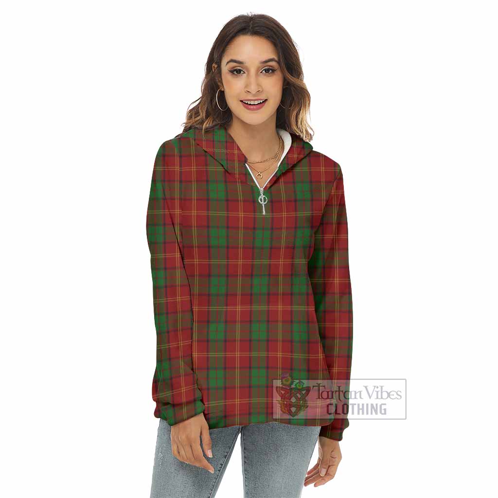 Tartan Vibes Clothing Kirk Tartan Women's Borg  Half Zip Fleece Hoodie