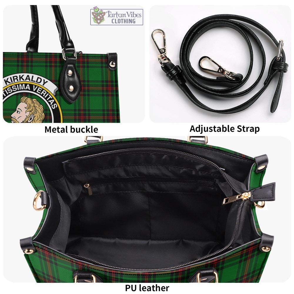 Tartan Vibes Clothing Kirkaldy Tartan Luxury Leather Handbags with Family Crest