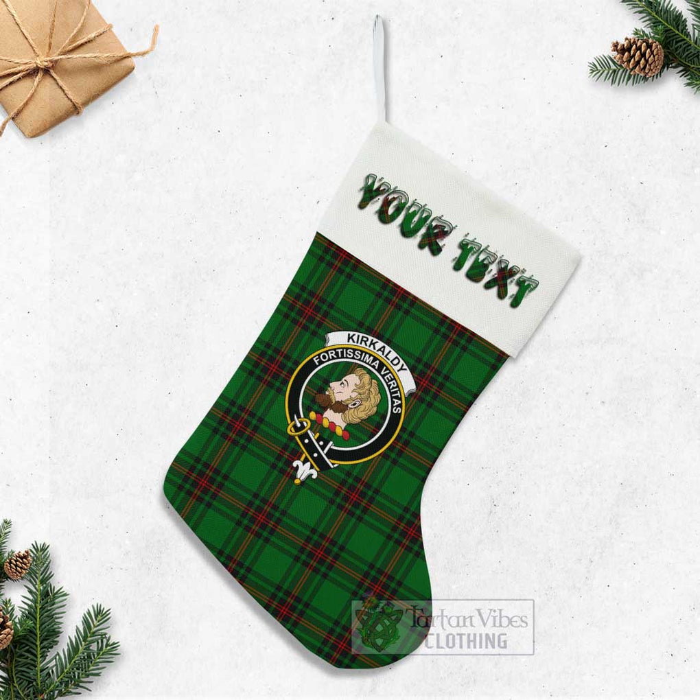 Tartan Vibes Clothing Kirkaldy Tartan Family Crest Christmas Stocking with Personalized Text