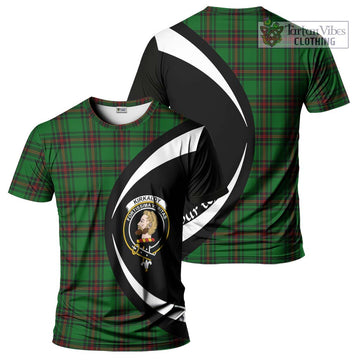 Kirkaldy Tartan T-Shirt with Family Crest Circle Style