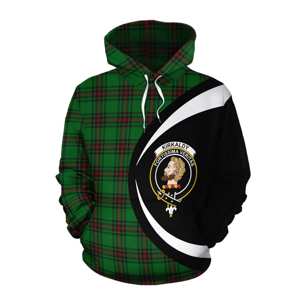 Tartan Vibes Clothing Kirkaldy Tartan Cotton Hoodie with Family Crest Circle Style