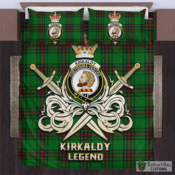 Kirkaldy Tartan Bedding Set with Clan Crest and the Golden Sword of Courageous Legacy