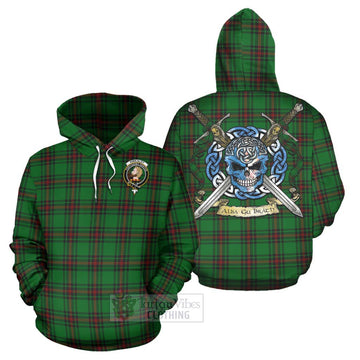 Kirkaldy Tartan Hoodie with Family Crest Celtic Skull Style