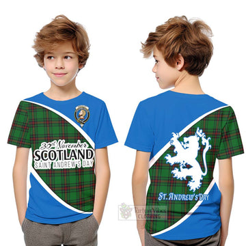 Kirkaldy Family Crest Tartan Kid T-Shirt Celebrate Saint Andrew's Day in Style