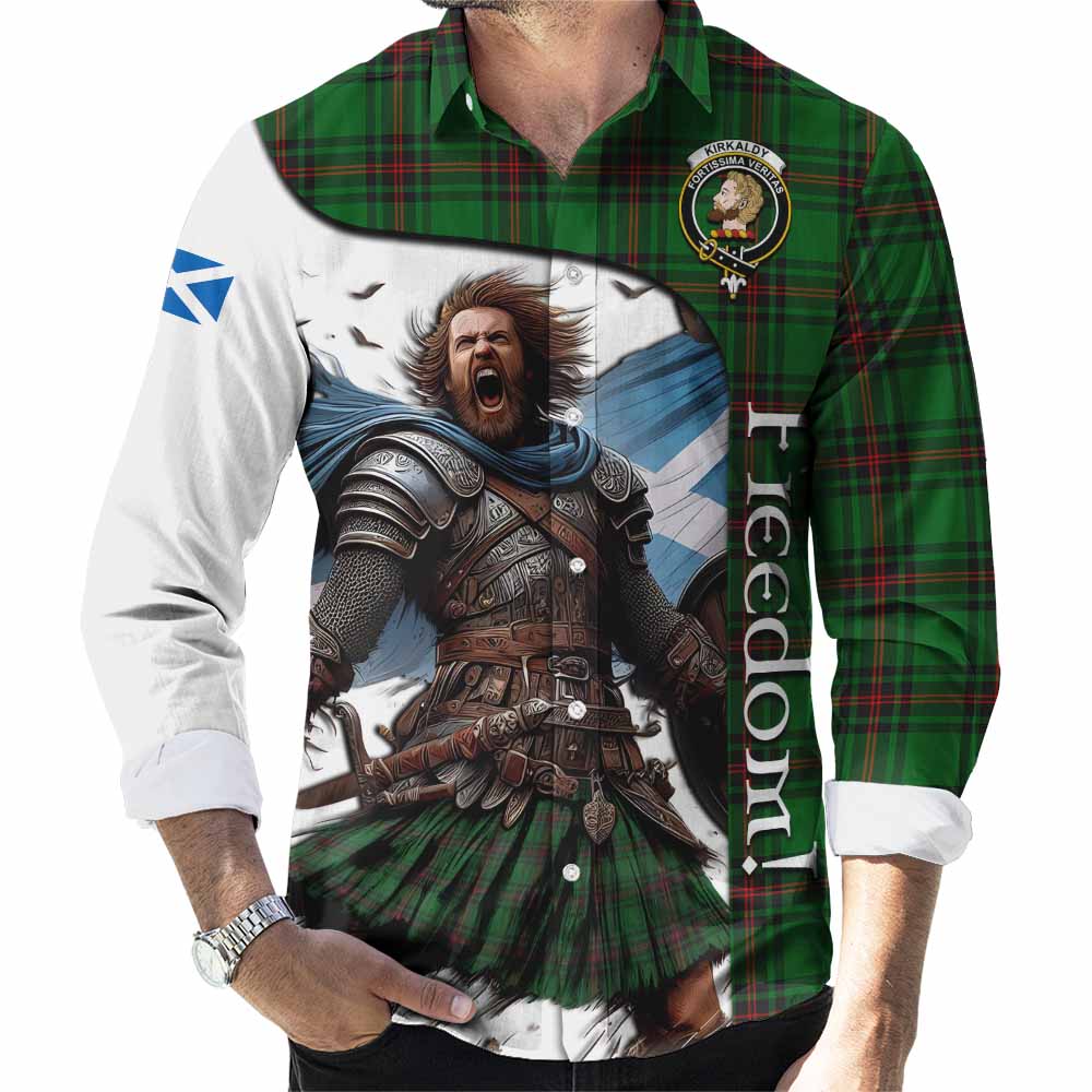 Tartan Vibes Clothing Kirkaldy Crest Tartan Long Sleeve Button Shirt Inspired by the Freedom of Scottish Warrior