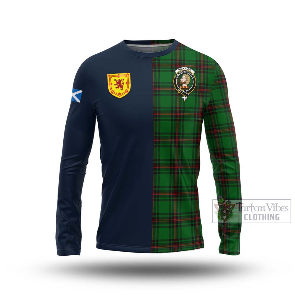 Tartan Vibes Clothing Kirkaldy Tartan Long Sleeve T-Shirt with Scottish Lion Royal Arm Half Style