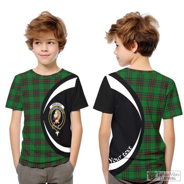 Kirkaldy Tartan Kid T-Shirt with Family Crest Circle Style