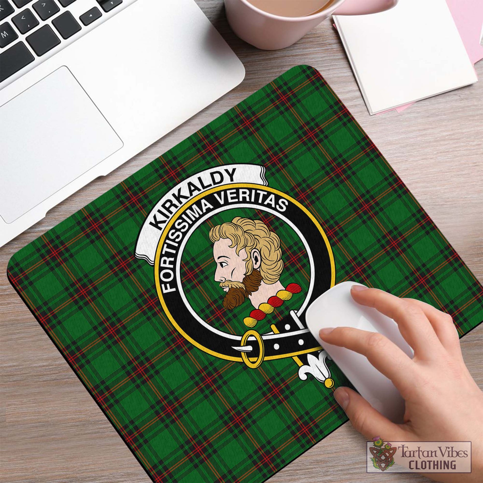 Tartan Vibes Clothing Kirkaldy Tartan Mouse Pad with Family Crest