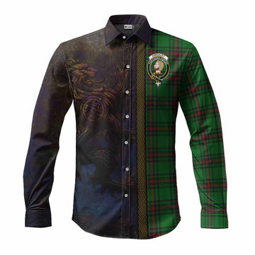 Kirkaldy Tartan Family Crest Long Sleeve Button Shirt Alba Gu Brath Be Brave Lion Ancient Style Men's Shirt S - Tartan Vibes Clothing