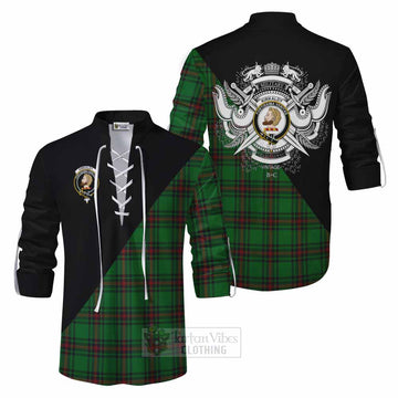 Kirkaldy Tartan Ghillie Kilt Shirt with Family Crest and Military Logo Style