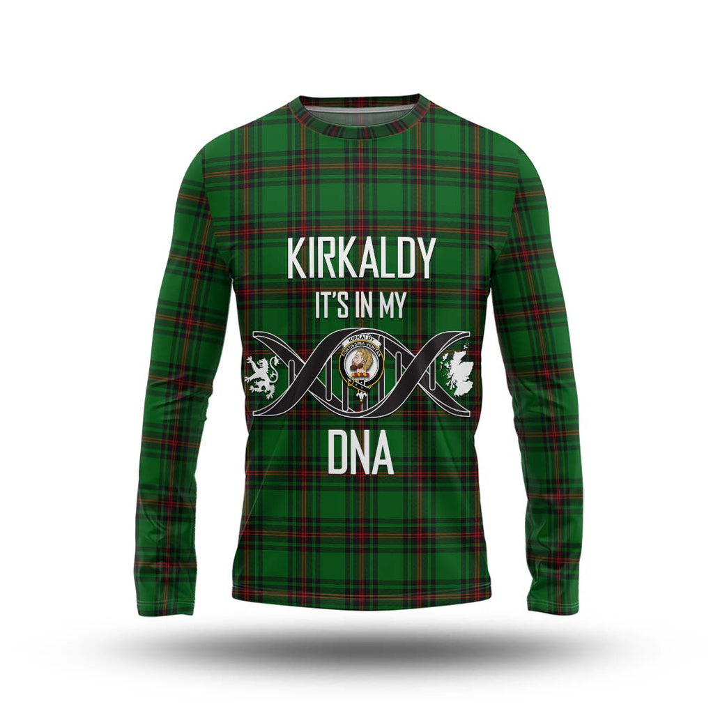 Kirkaldy Tartan Long Sleeve T-Shirt with Family Crest DNA In Me Style Unisex - Tartanvibesclothing Shop