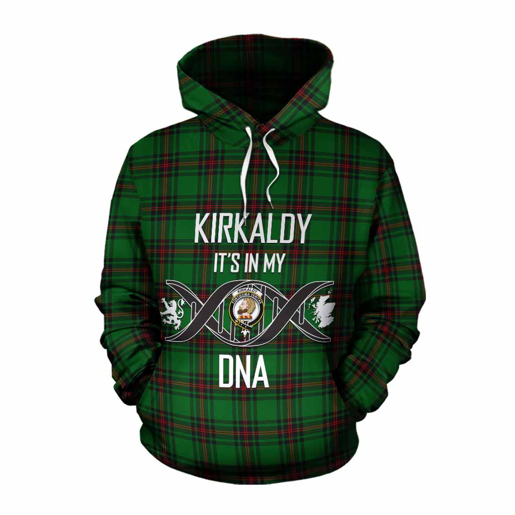 Tartan Vibes Clothing Kirkaldy Tartan Cotton Hoodie with Family Crest DNA In Me Style