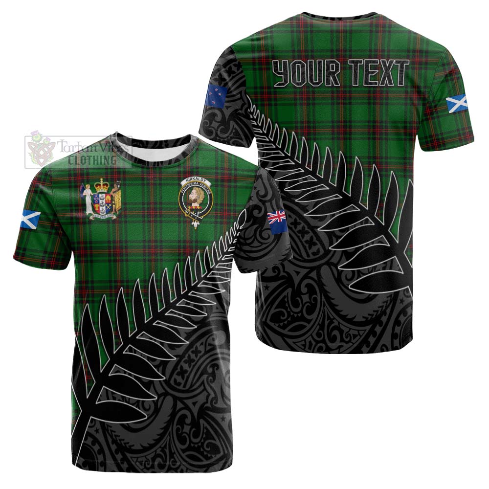 Tartan Vibes Clothing Kirkaldy Crest Tartan Cotton T-shirt with New Zealand Silver Fern Half Style