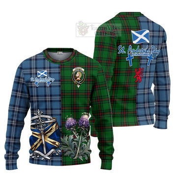 Kirkaldy Tartan Knitted Sweater Happy St. Andrew's Day Half Tartan Style