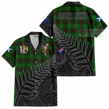 Kirkaldy Crest Tartan Short Sleeve Button Shirt with New Zealand Silver Fern Half Style