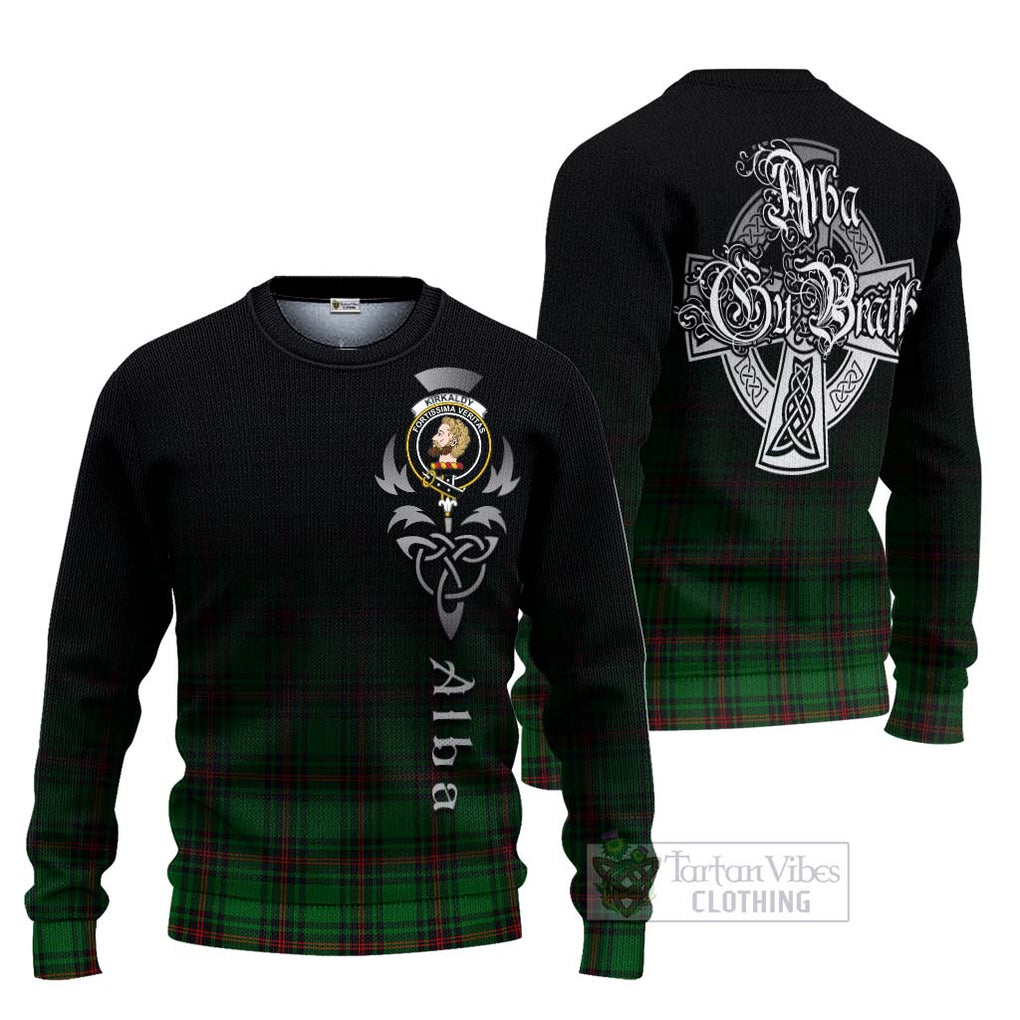 Tartan Vibes Clothing Kirkaldy Tartan Knitted Sweater Featuring Alba Gu Brath Family Crest Celtic Inspired