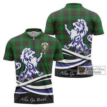 Kirkaldy Tartan Zipper Polo Shirt with Alba Gu Brath Regal Lion Emblem