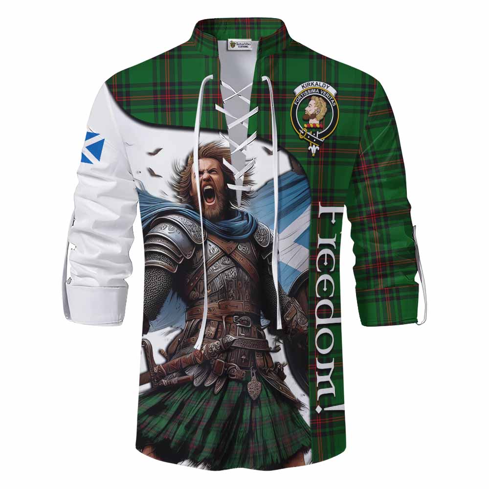 Tartan Vibes Clothing Kirkaldy Crest Tartan Ghillie Kilt Shirt Inspired by the Freedom of Scottish Warrior