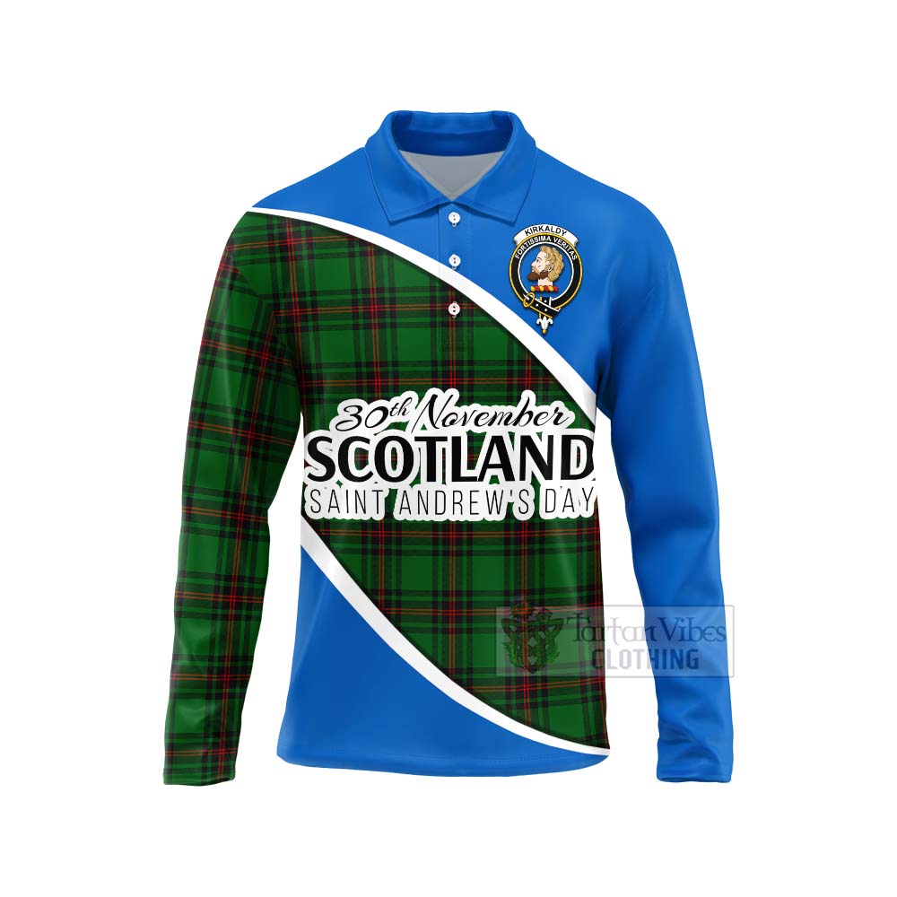 Tartan Vibes Clothing Kirkaldy Family Crest Tartan Long Sleeve Polo Shirt Celebrate Saint Andrew's Day in Style