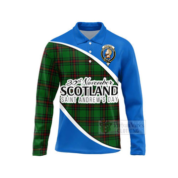 Kirkaldy Family Crest Tartan Long Sleeve Polo Shirt Celebrate Saint Andrew's Day in Style