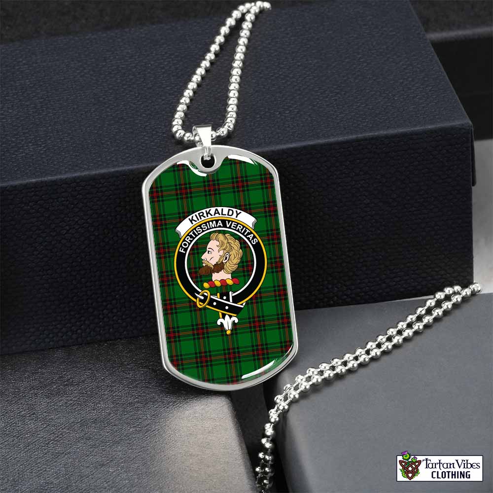 Tartan Vibes Clothing Kirkaldy Tartan Dog Tag Necklace with Family Crest