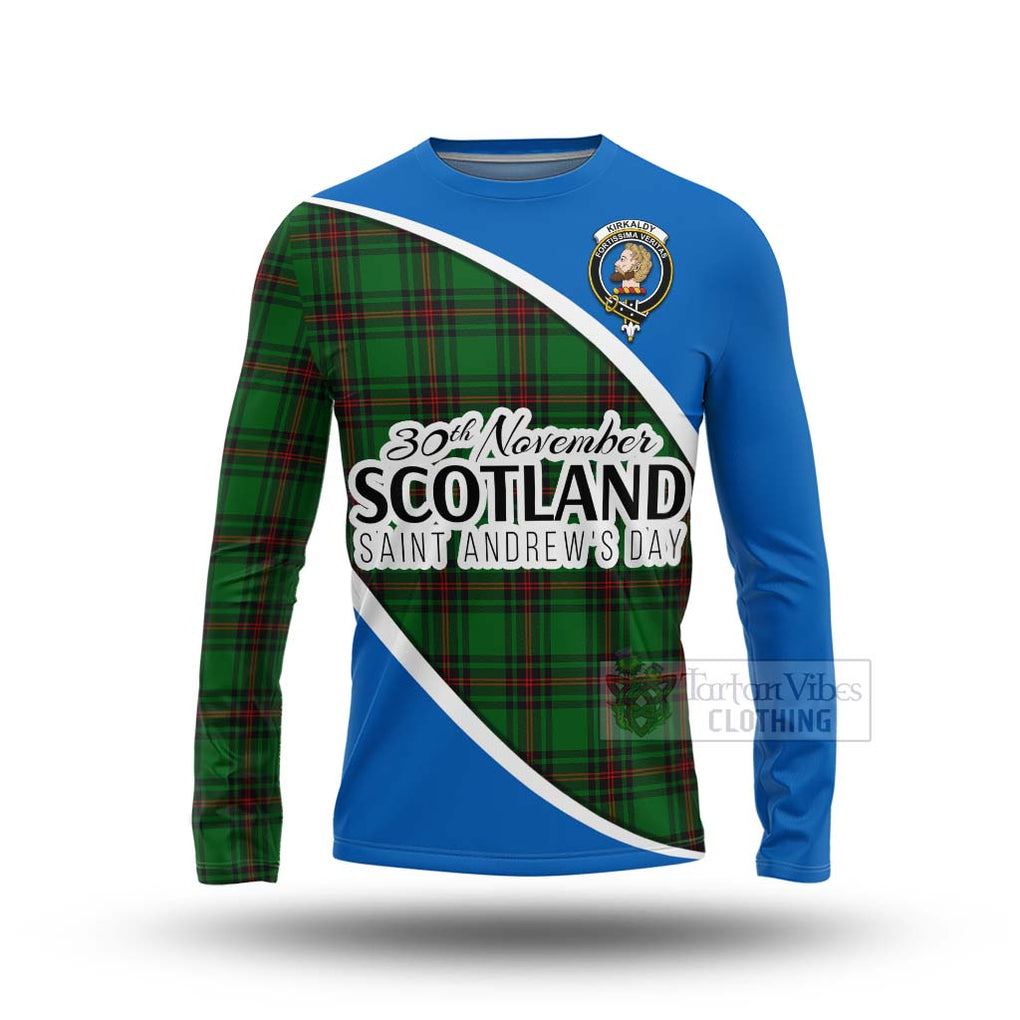 Tartan Vibes Clothing Kirkaldy Family Crest Tartan Long Sleeve T-Shirt Celebrate Saint Andrew's Day in Style