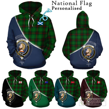 Kirkaldy Tartan Hoodie with Personalised National Flag and Family Crest Half Style