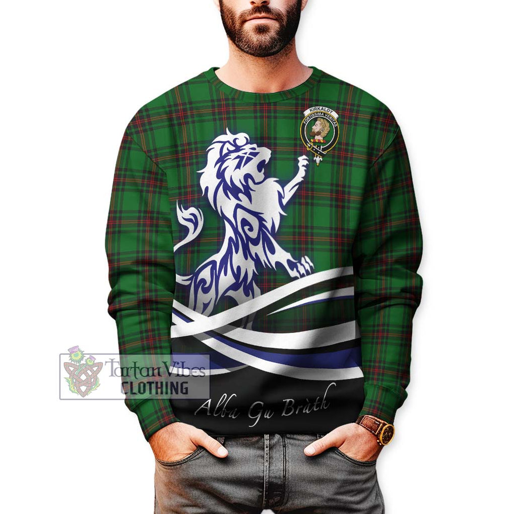 Kirkaldy Tartan Sweatshirt with Alba Gu Brath Regal Lion Emblem Unisex - Tartanvibesclothing Shop