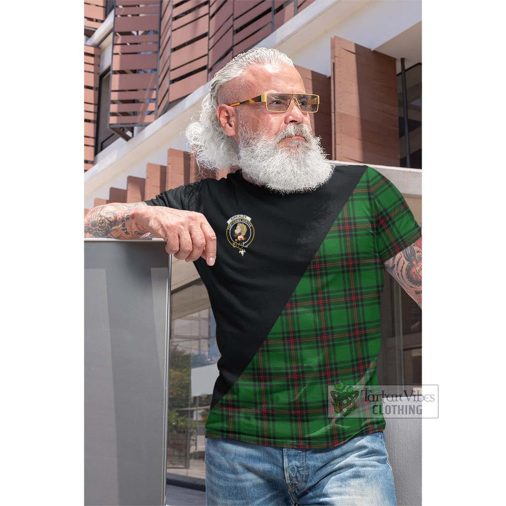 Tartan Vibes Clothing Kirkaldy Tartan Cotton T-shirt with Family Crest and Military Logo Style