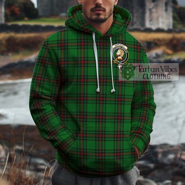 Kirkaldy Tartan Cotton Hoodie with Family Crest