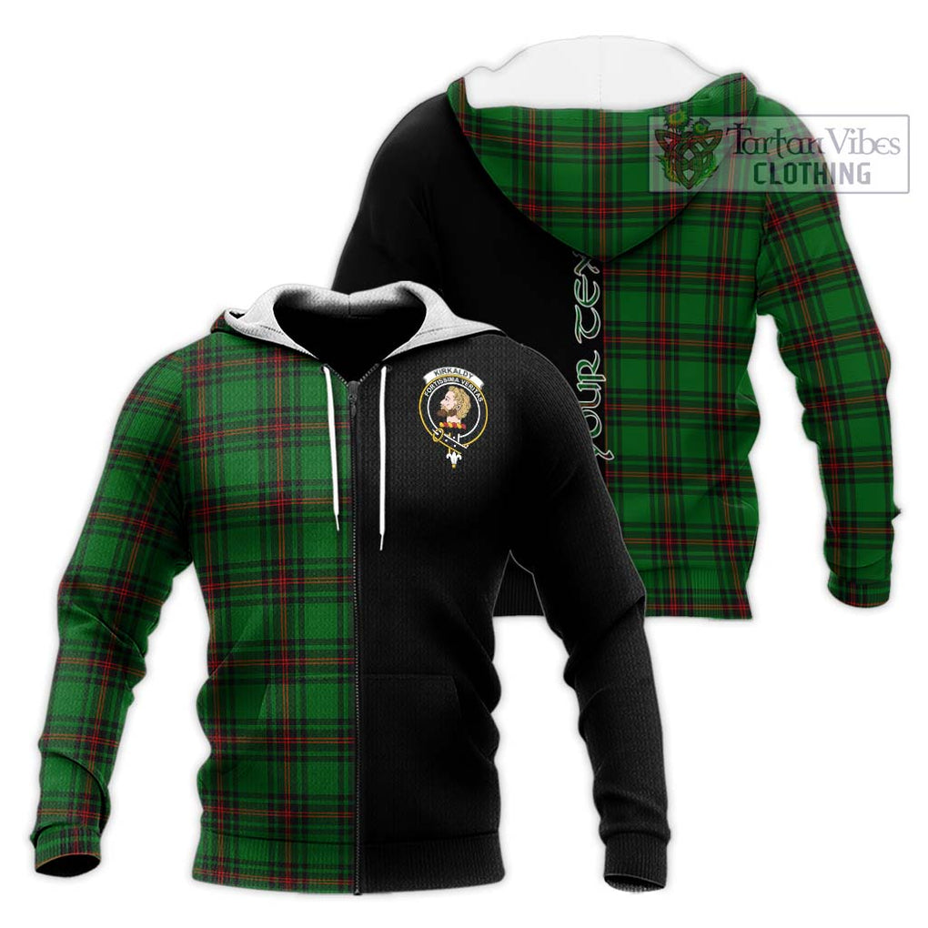 Kirkaldy Tartan Knitted Hoodie with Family Crest and Half Of Me Style Unisex Knitted Zip Hoodie - Tartanvibesclothing Shop