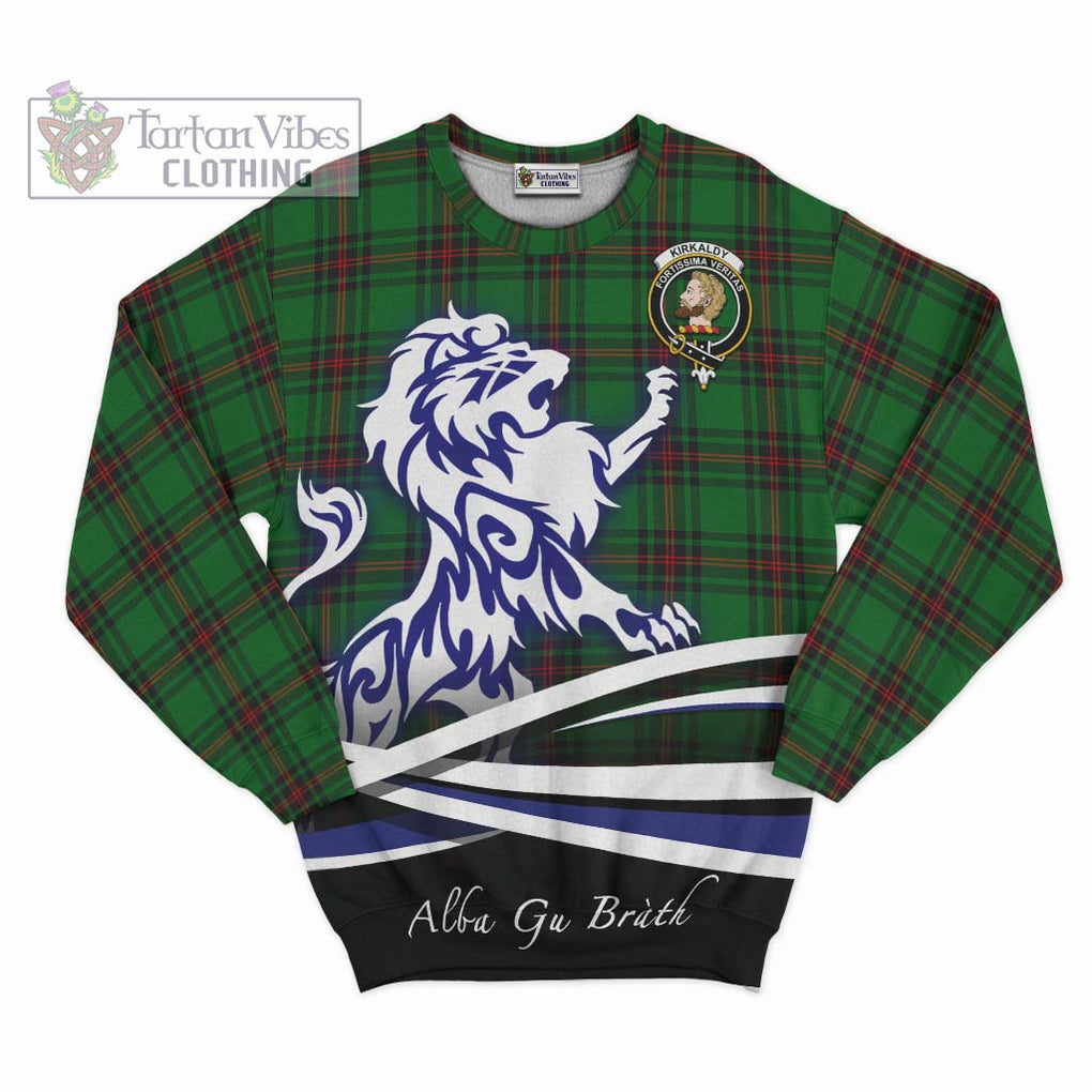 Kirkaldy Tartan Sweatshirt with Alba Gu Brath Regal Lion Emblem - Tartanvibesclothing Shop