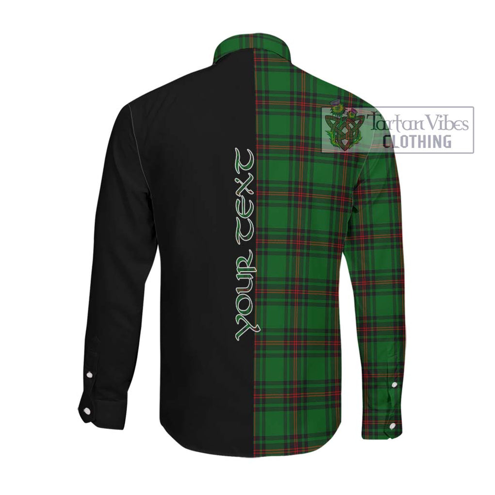 Kirkaldy Tartan Long Sleeve Button Shirt with Family Crest and Half Of Me Style Men's Shirt - Tartanvibesclothing Shop