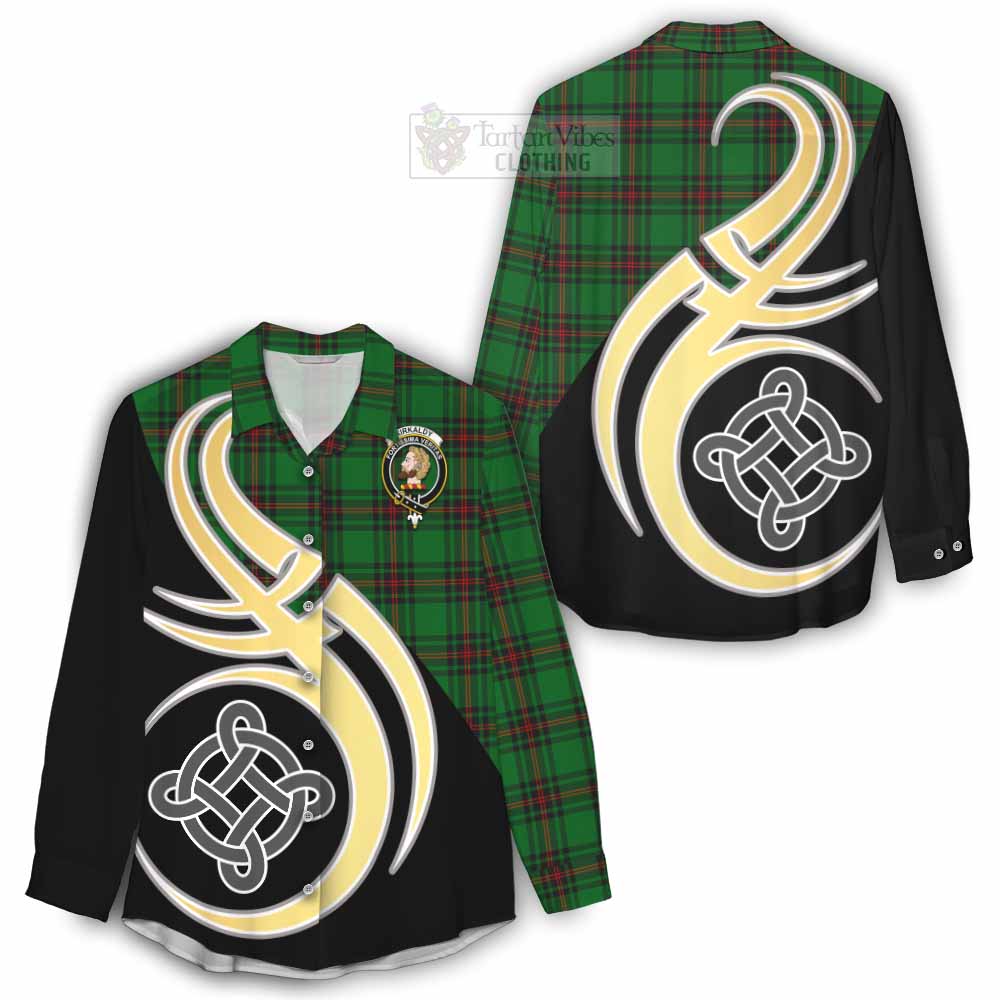 Tartan Vibes Clothing Kirkaldy Tartan Women's Casual Shirt with Family Crest and Celtic Symbol Style