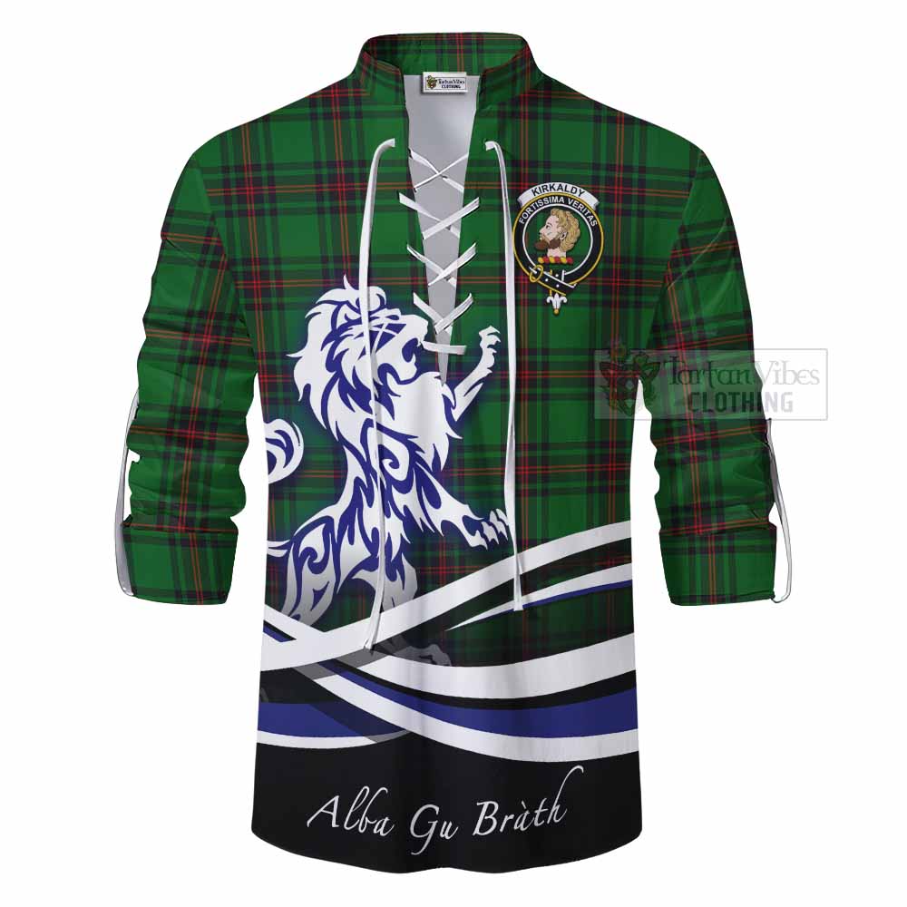 Tartan Vibes Clothing Kirkaldy Tartan Ghillie Kilt Shirt with Alba Gu Brath Regal Lion Emblem