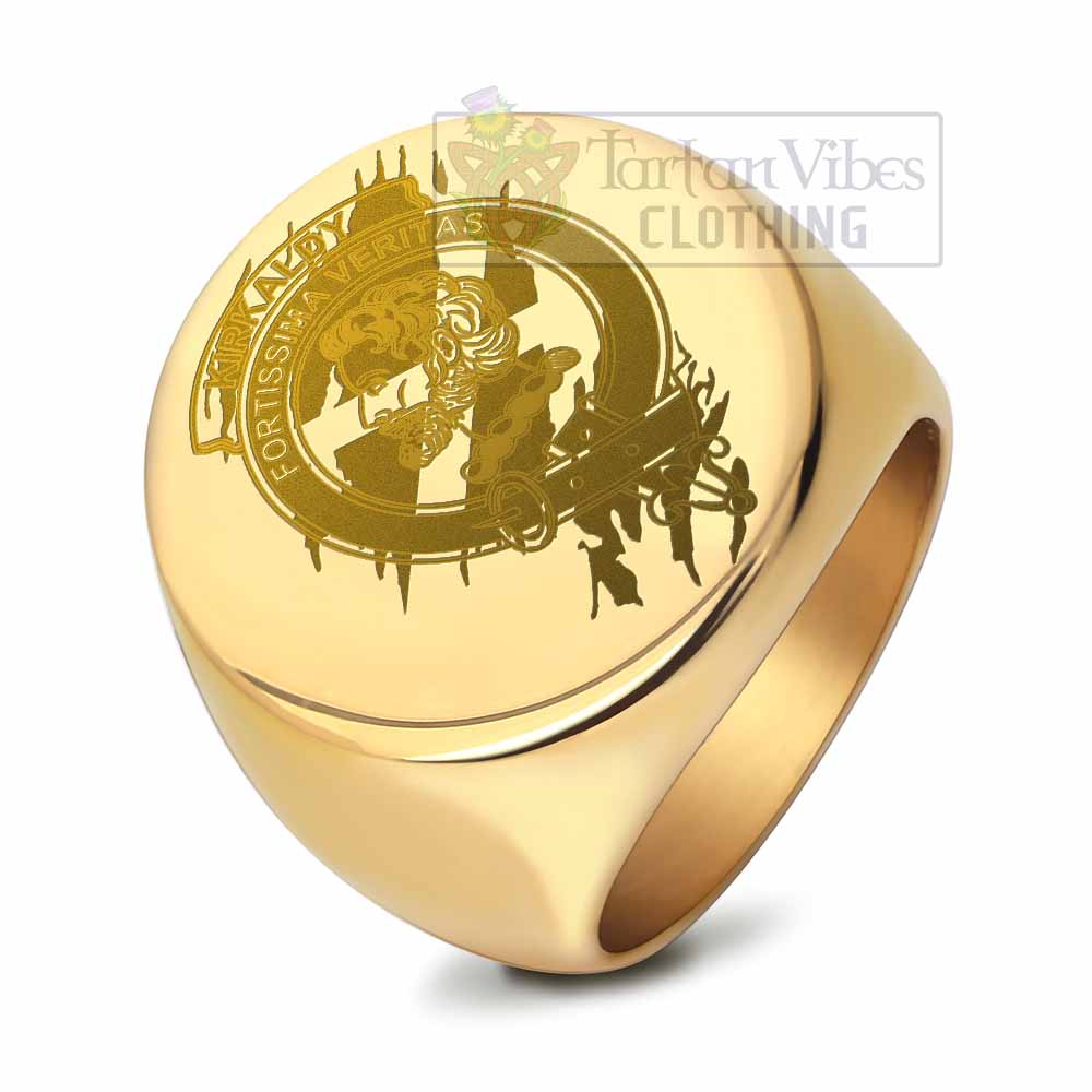 Tartan Vibes Clothing Kirkaldy Clan Crest Engraved Ring Scotland In Me Style